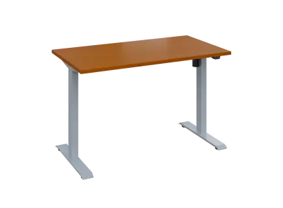 Flexi 27-12 výškově nastavitelný stůl, kovová podnož stříbrná, deska 25 mm, široký 1200 mm, třešeň šumavská